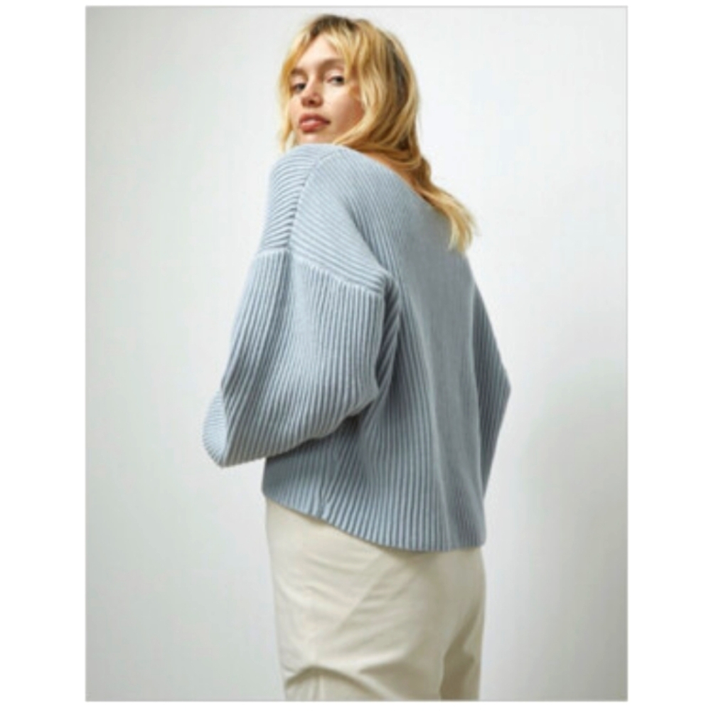 LUNYA ❄️ Cozy Cotton Silk Reversible Pullover Chilled Blue